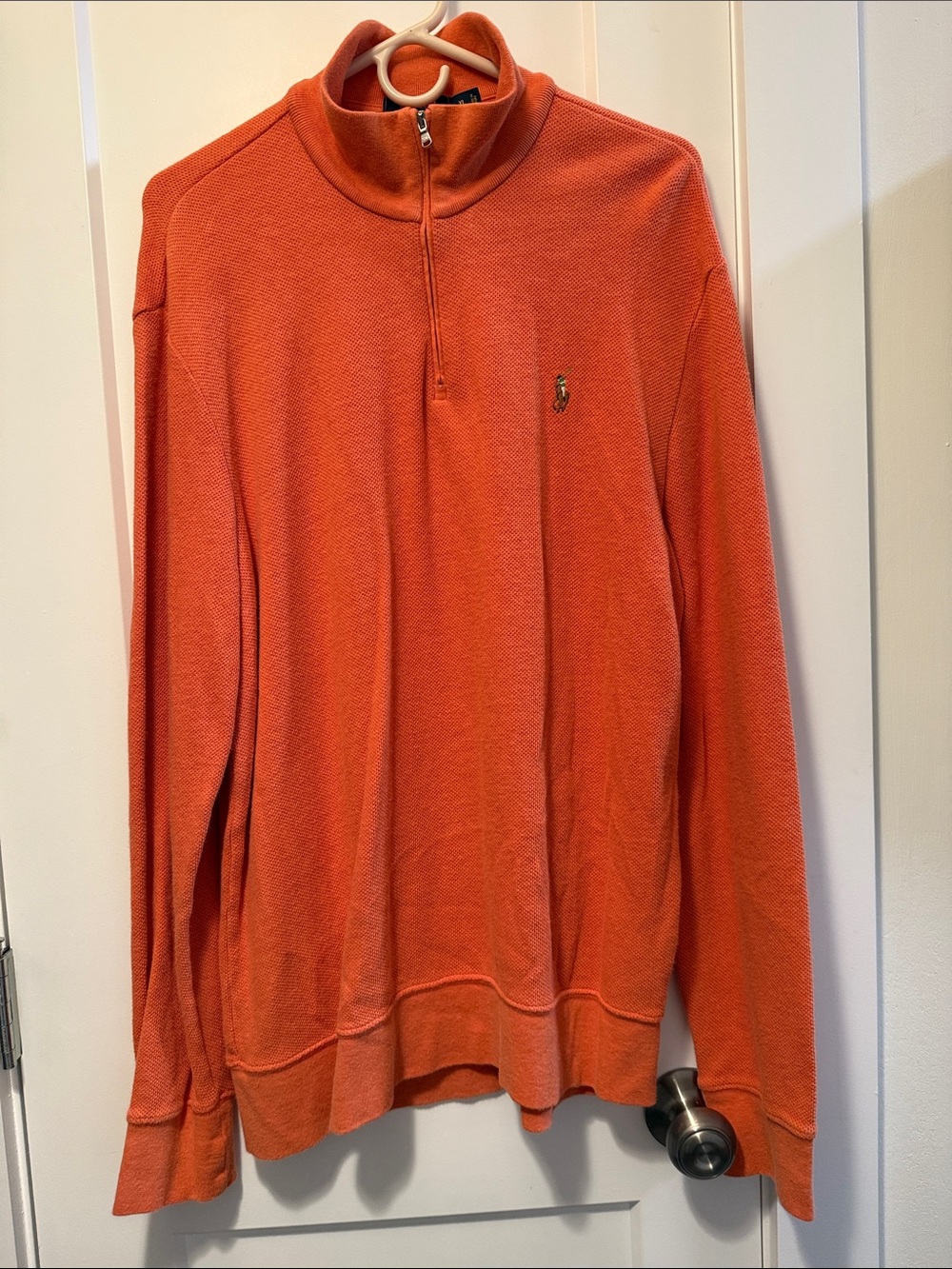 Polo by Ralph Lauren Men's Esrate-Rib Orange Quarter-Zip Sweater Size XL